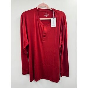 NWT In My Jammers Shirt Men's Red 2XL Pullover Henley Lightweight Classic Button